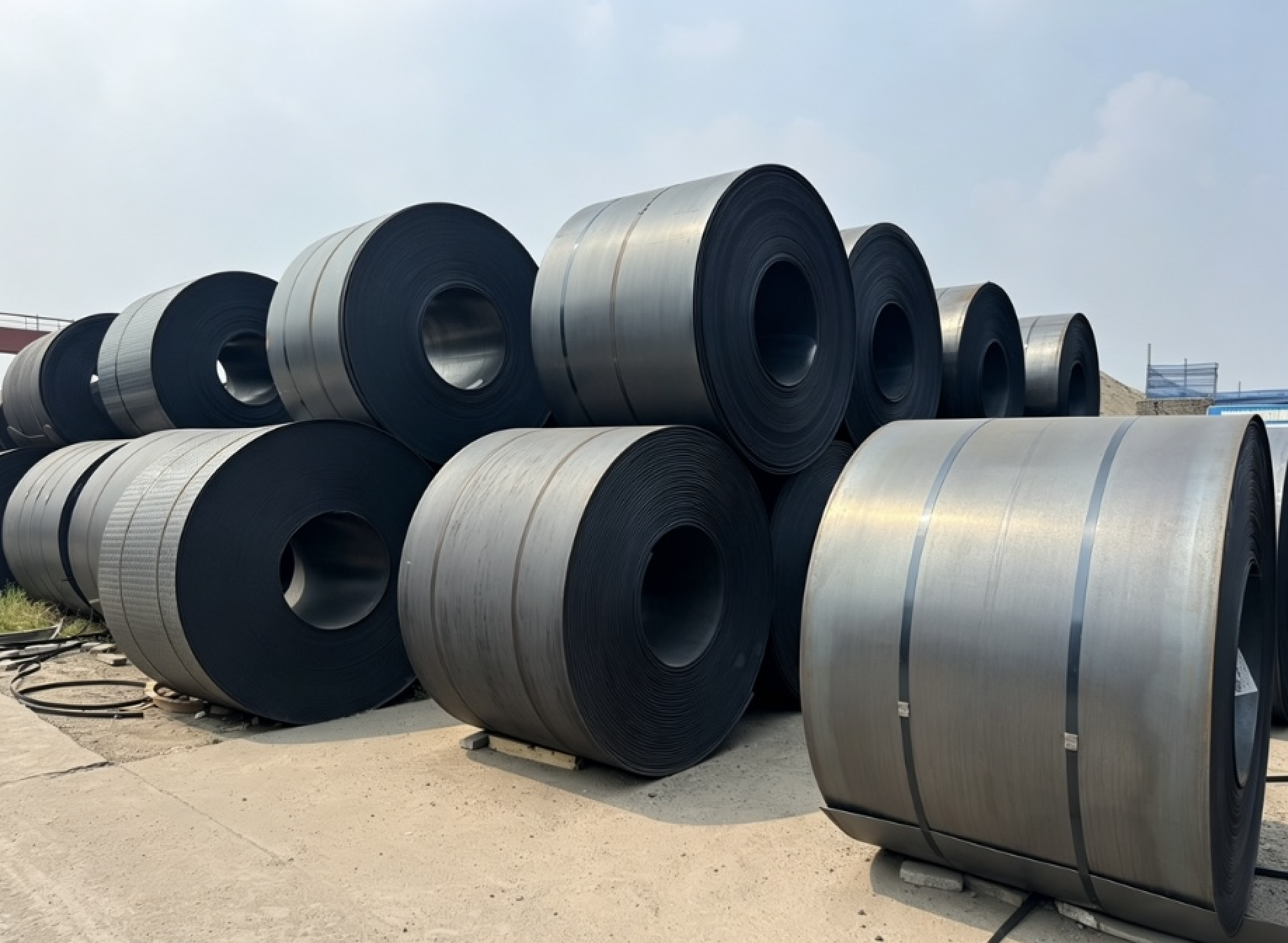 hot‑rolled‑carbon‑steel‑coil‑bulk‑stock‑outdoor‑yard
